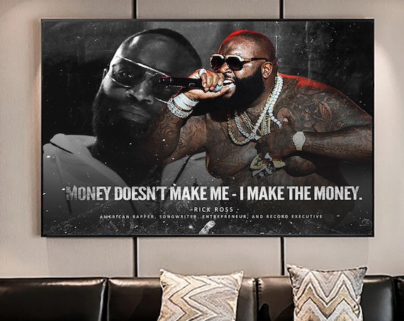 Rick Ross- Hip Hop Art Rap Music Success Quote Black and White Art Vintage Edition - Canvas Print Art Home Décor. Ready To Hang. Made In USA