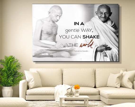 Mahatma Gandhi Canvas, Famous Quote Modern Art Historic Art & Antique Art Print Gift, Indian Decor, Large Art, Framed Ready-To-Hang