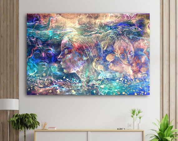 Warm Love Tempered Glass Printing Wall Art , Natural And Vivid Wall Decor , Modern Wall Art, Extra Large Wall Art, Guardian Angels. Fine Art
