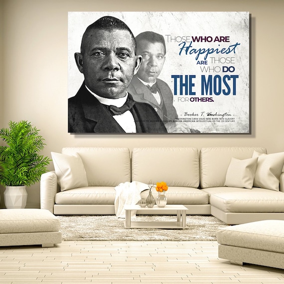 Great African Americans: Men | 48x36 | Booker T. Washington | Art Print | Wall Decor | Black Art | Black History | Framed Ready-To-Hang Gift