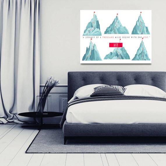 INSPIRATIONAL ART - JOURNEY Art - Stretched Canvas Art - Journey Of A Thousand Steps Home Décor Art - Above Bed, Framed Ready-To-Hang