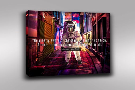 Vincent Van Gogh Artist Quoted Framed Wall Art, Enchanted | Gift for him | Astronaut Gift! Printable wall art, Framed Ready-To-Hang