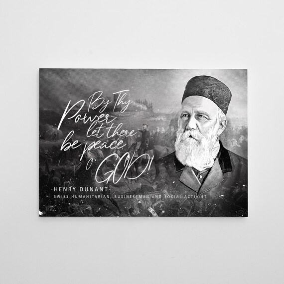 Quoted 'RED CROSS' Old Founder Saying "PEACE" Antique Historic Office Decor, Patriotic First Aid Medical Art, Framed Ready-To-Hang