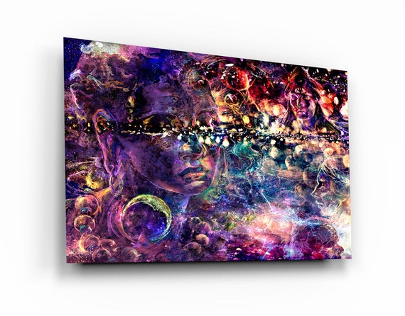 Universe and 3rd Eye Tempered Glass Printing Wall Art , Abstract And Trippy Wall Decor , Modern Wall Art, Extra Large Wall Art, Fine Art