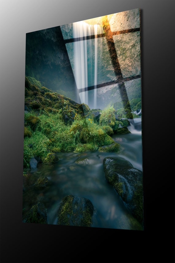 Waterfall Wall Art Forest Glass Wall Art Nature Photography Etsy