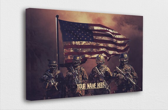 Custom Military Wall Art "Enter Your Name" Sign Army | Navy | USMC | Air Force | Coast Guard - Support Our Troops America