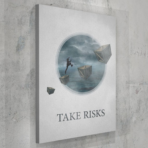 Take Risks MOTIVATIONAL ART, Inspirational Wall Art Print, Motivational Quote Canvas, Motivational Gift, Wall Art, Framed Ready-To-Hang