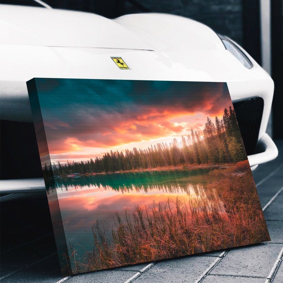 The Calm Water Sunset, Colorado Art Print, Nature Mountain Outdoor Photography Canvas Print, Colorado Gifts, Framed Ready-To-Hang- Mountain