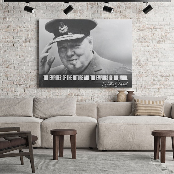 QUOTATION ART - PRESIDENT Art – Motivation Winston Churchill Quotes Art - Black White Art - Canvas Print, Framed Ready-To-Hang