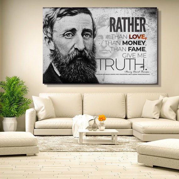 Henry David Thoreau Truth Quote On Large Wall Art Canvas, Farmhouse decor, Walden by Thoreau, Library, Office Decor, Framed Ready-To-Hang