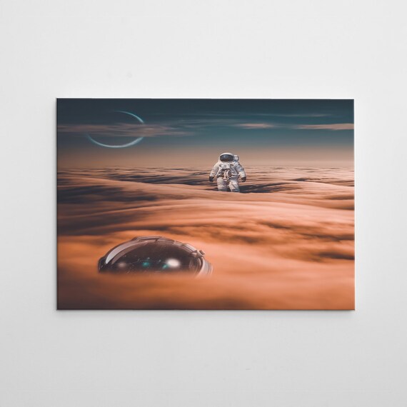 Lost - Space Art Canvas Prints / Office Decor Modern Art / Home Decor Custom / Housewarming Gift / Space Art Bedroom Decor, Astronaut Gift