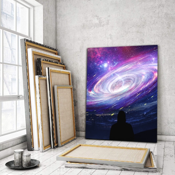Wall Art 'Galaxy' Abstract Inspirational Wall Art | Gem Artwork Made For Kids, For Office, Personalized Gift Canvas, Framed Ready-To-Hang
