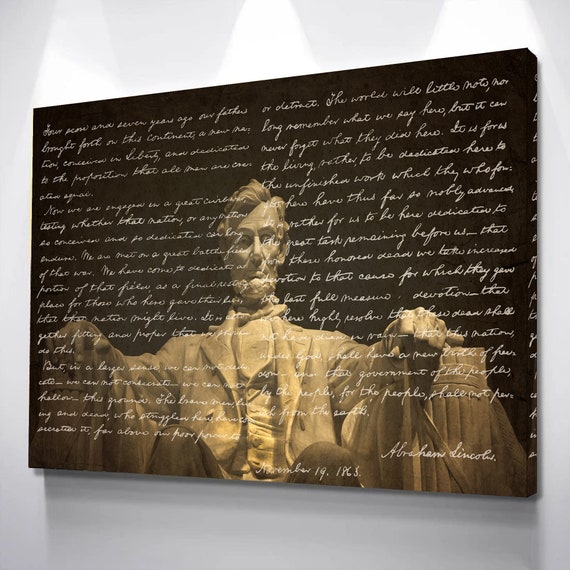 Gettysburg Address- Patriotic Print USA Ready-To-Frame Art Print Poster, Abraham Lincoln Quote, Abraham Lincoln, Framed Ready-To-Hang