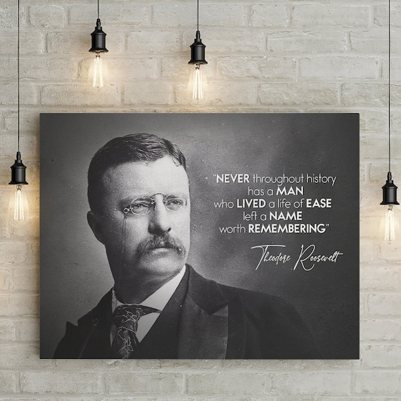 Citation Art Vintage Art Motivation Theodore Roosevelt Etsy France