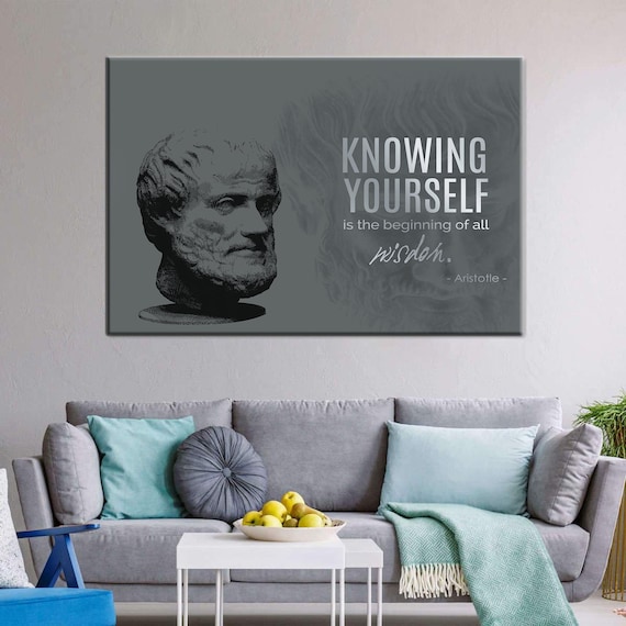 Aristotle | Vintage Wall Art, Antique Wall Art, Historic Quote Art, Motivation Wall Art | Large Canvas | New Office, Framed Ready-To-Hang