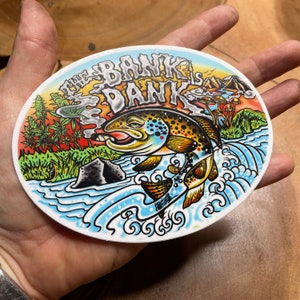 O banco é Dank Brown Trout Vinil Fly Fishing adesivo GRANDE