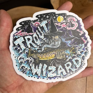 TROUT WIZARD Vinyl Fly Fishing Trout sticker limited edition LARGE