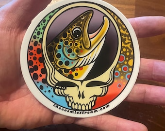 Steal Your Face Brown Trout 4” / Trout Trio Vinyl Fly Fishing sticker weatherproof vinyl
