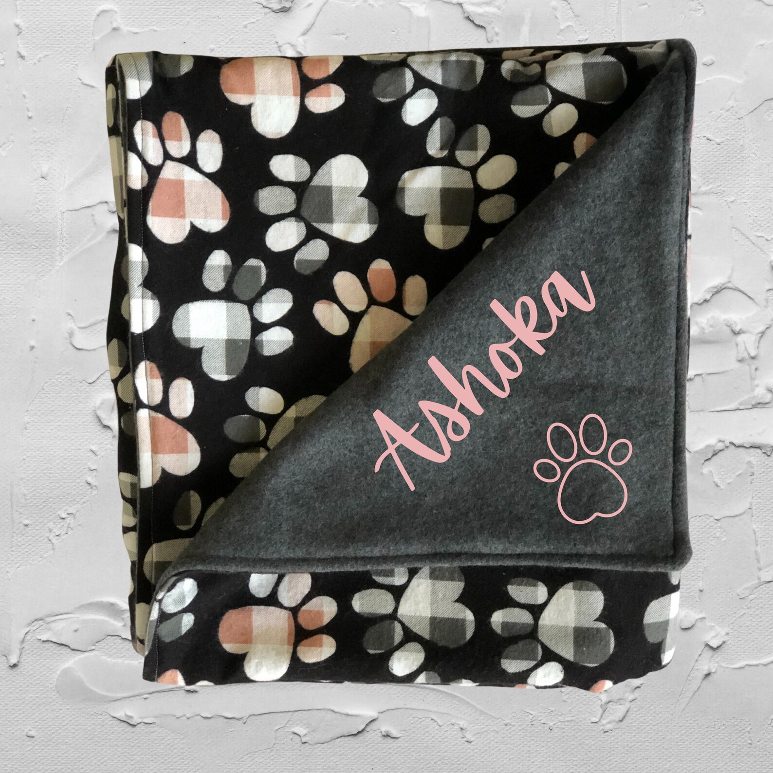 DOG BLANKET Personalized Fleece and Flannel Reversible Etsy