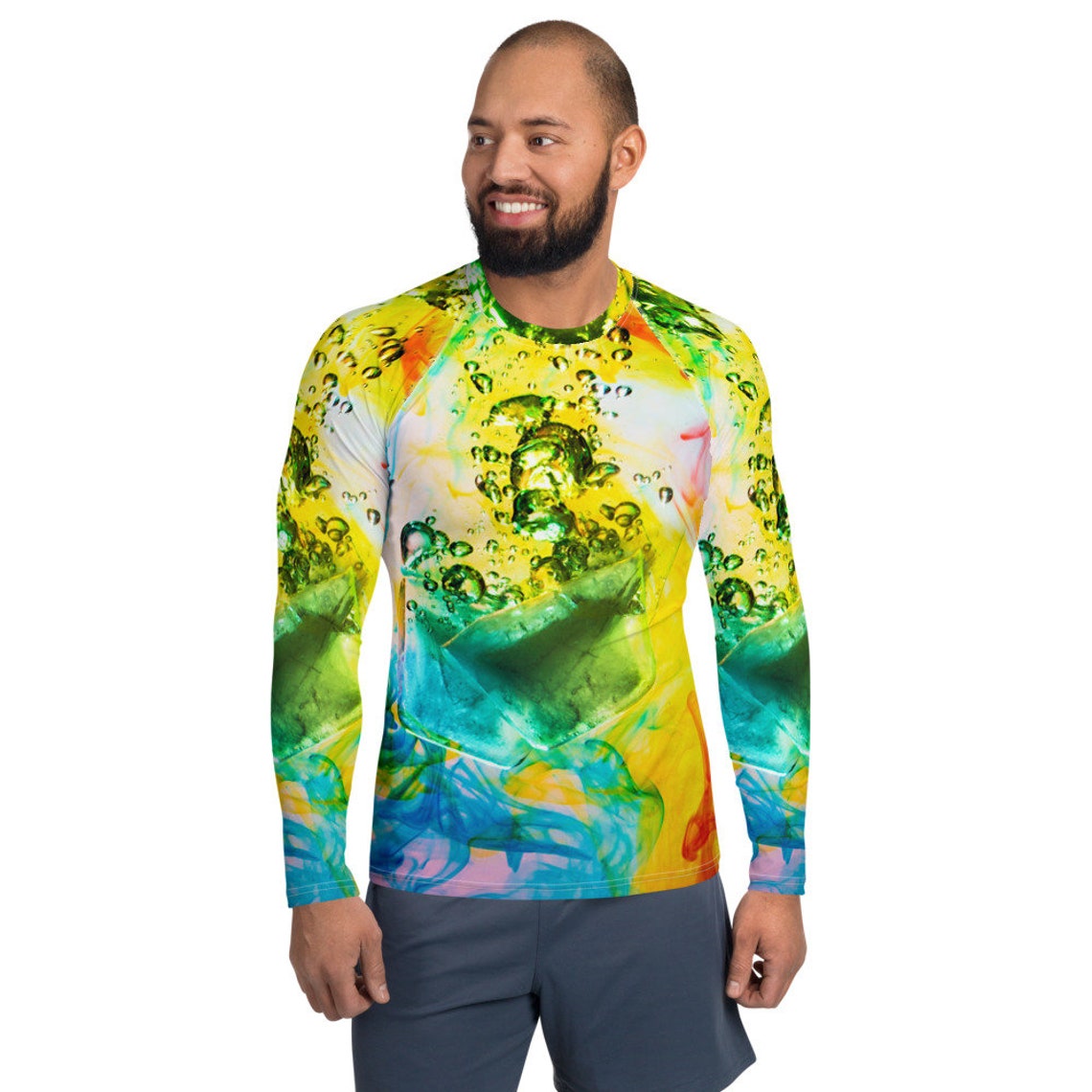 Tye Dye Bubbles Men's Rash Guard Etsy