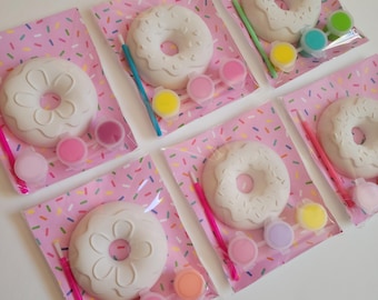 Donut Plaster Favor Kits | Paint Your Own Donuts Party Favors | Kids Birthday Craft Activity