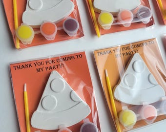 Paint your own pizza/Pizza party favors/Pizza party/Pizza theme plaster set/DIY Pizza kits/Craft for kids/Classroom activities/Pizza Birthda