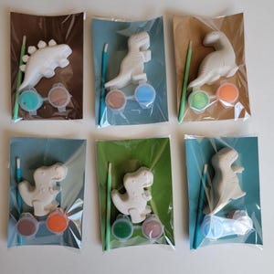 Dinosaur Paint Favor Kits | Plaster Dino Party Favors | Kids Birthday Craft Kits | Party Bag Fillers