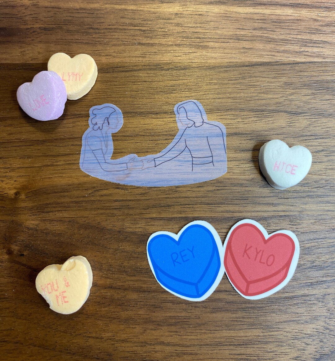 Candy Heart Couples Rey & Kylo Sticker Set - Etsy