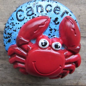 Cancer | Crab | Zodiac Sign | Birth Sign | Horoscope | Hand Painted | Cement | Concrete | Magnet | Gift