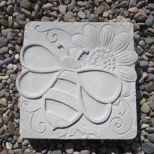 Bee And Flower Super Smooth Cement Stepping Stone
