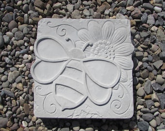 Bee And Flower Super Smooth Cement Stepping Stone