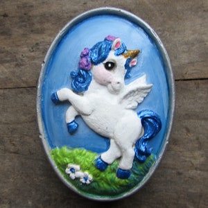Pegasus | Unicorn | Cement | Concrete | Hand Painted | Magnet | Kitchen Decor | Gift