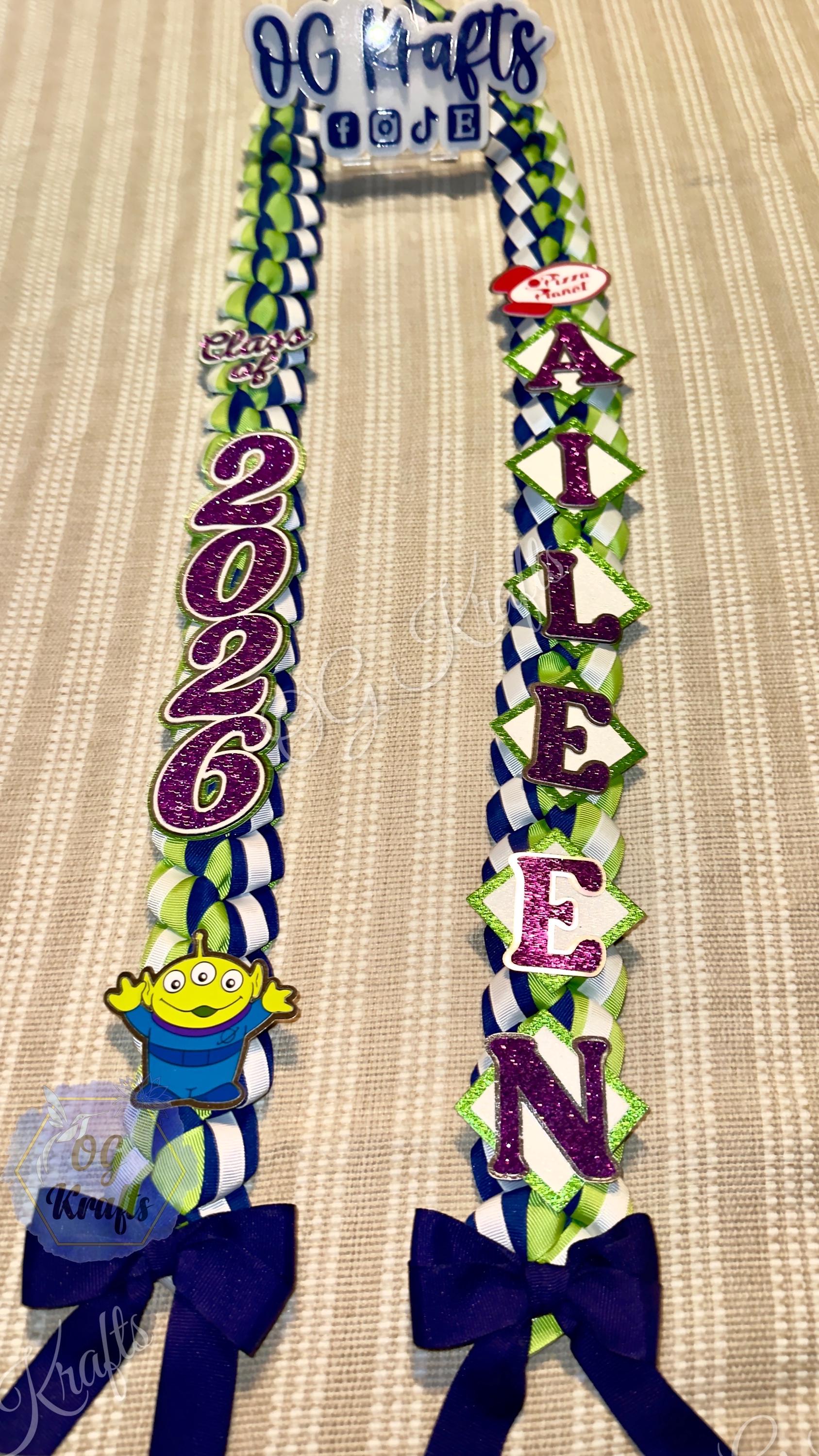 Custom Graduation Lei Alien Ribbon Lei Class of 2026 Keepsake Class of ...