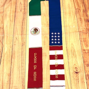 Mexican and American Flag Class of 2025 Sarape Graduation Stole/Sarape Graduation Sash/Class of 2025/Graduation Gift/Grad 2025/