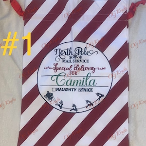 Personalized Christmas santa sacks/custom sacks/christmas bags/gift bags/kids bags