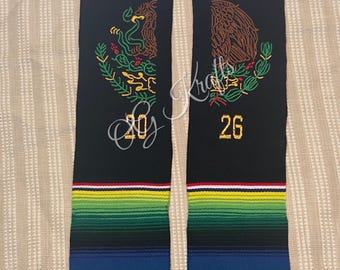 Mexican Eagle Class of 2026 Mexican Sarape Graduation Stole Sarape Graduation Sash Graduation Gift Grad 2026 Aguila Mexicana Black