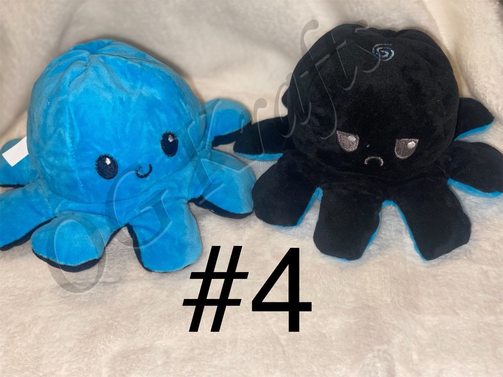 Black reversible Mood Octopus emotion plush Etsy