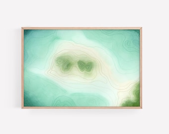 Topography II in Aqua, Teal, and Green Watercolor & Ink Print | Watercolor Print | Wall Art | Office Decor | Nautical Decor | Beachy Art