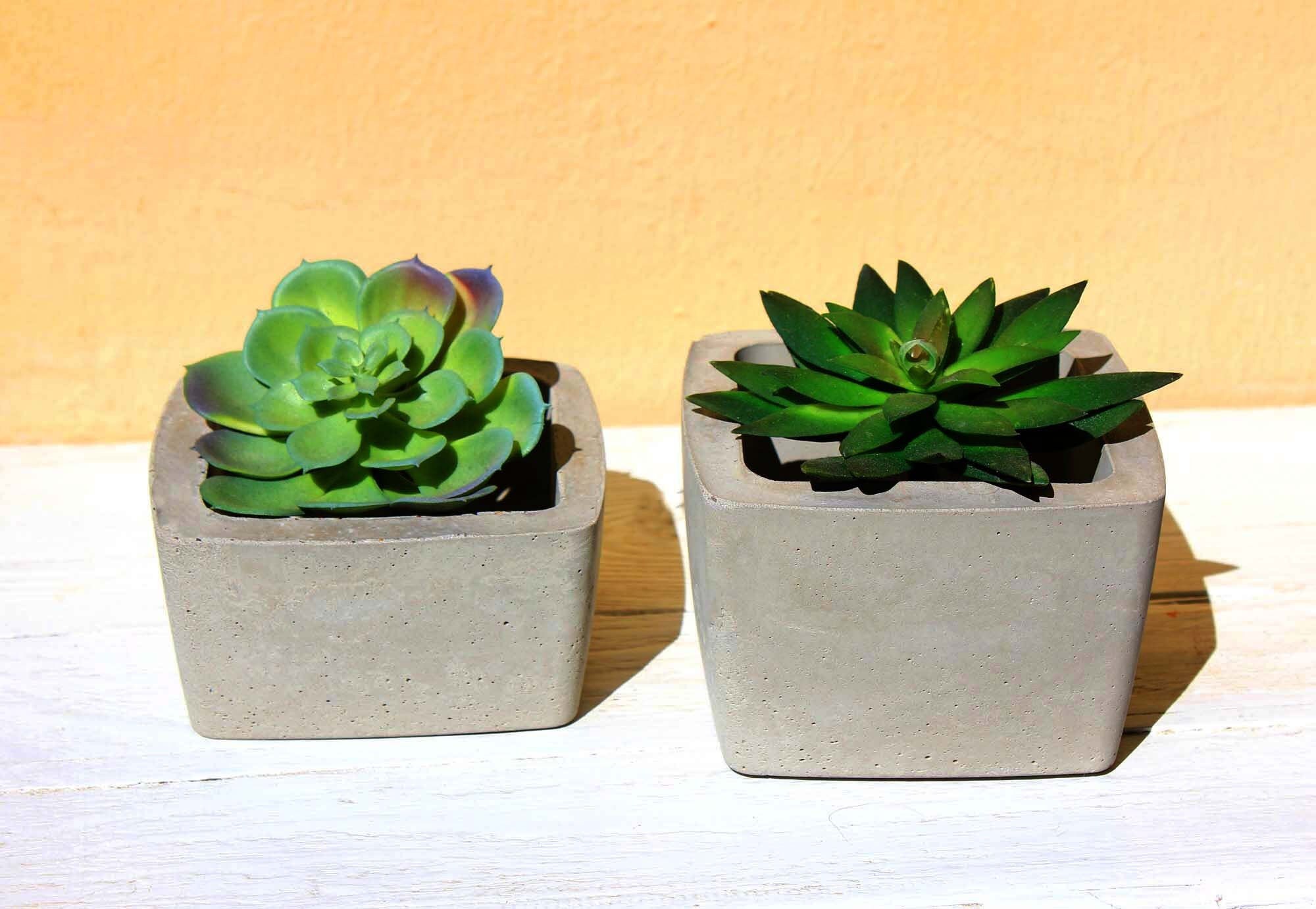 2er Set Eckige Pflanztöpfe Utensilo Aus Beton Etsy New Zealand