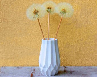 Vase aus Raysin weiß, einzeln oder 2-er Set, für Trockenblumen