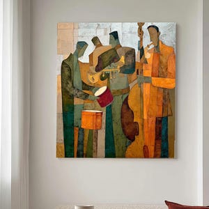 Minimalist figure paintings custom band portraits with picasso style painting portrait painting gifts for music lovers
