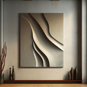 3D Wood Carving Wall Art: Gray Brown Vertical Sculpture