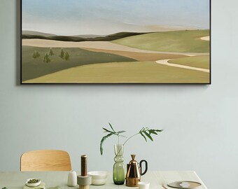 Abstract Desert Landscape Painting: Wabi-Sabi Style Wall Art