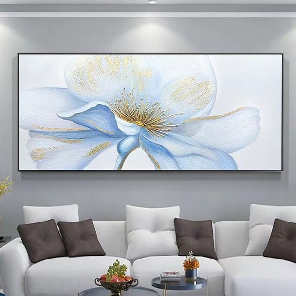 Flower Oil Painting On Canvas Textured Wall Art Abstract Large Original Modern Floral Textured Acrylic Painting