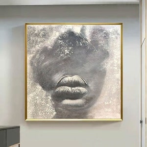 African American art,African Art Wall, Gray Women&#39;s Wall Canvas, Gray Wall Canvas, Gray Abstract Oil Painting,Room decoration