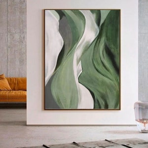 Green Wall Art,Green Painting,Large Original Green Abstract painting,Bright Wall Art Extra Large Wall Canvas Painting For Living Room image 3