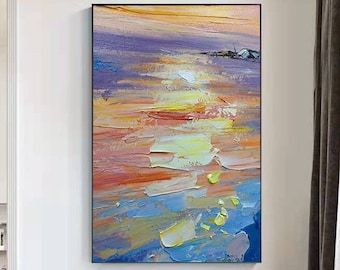 Textured Abstract Oil Painting: Colorful Modern Canvas Art