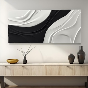 Black and White  textured sculpture home decor- modern wall art- 3d vision board