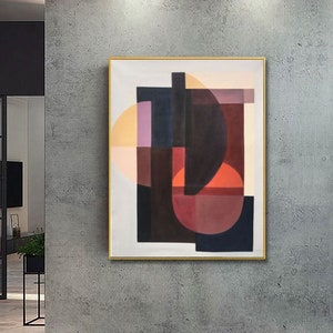 Large geometric abstract painting, dark blue abstract painting,white painting minimalist art, original geometric art
