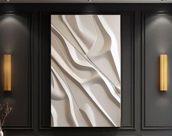 3D White Wood Wall Art: Oversized Modern Sculpture